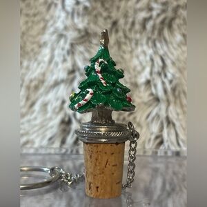 Pewter‎ Christmas Tree Wine Cork and Ring  candy canes gold star New